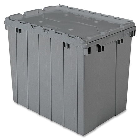 17 gal Container with Attached Lid, Gray, Plastic, Steel Hinge MPN:39170