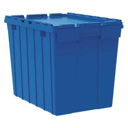 17 gal Container with Attached Lid, Blue, Plastic, Steel Hinge MPN:39170BLUE