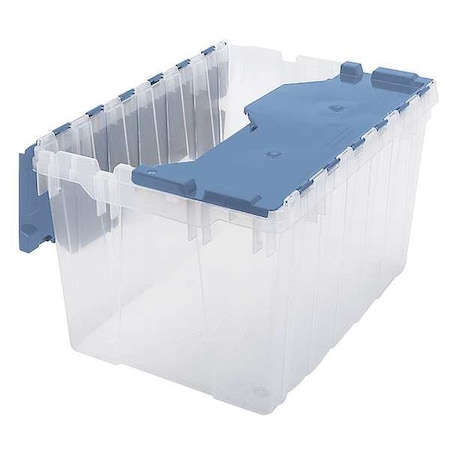 12 gal Attached Lid Container, Blue, Plastic, Steel Hinge MPN:66486CLDBL