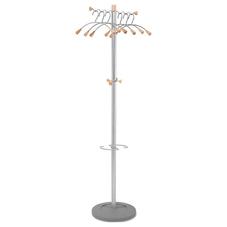 Coat Tree, 68 1/2 in H, Silver; Wood MPN:ABAPMWAVE