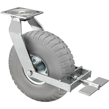 Plate Caster, Swivel, Rubber, 7 1/4