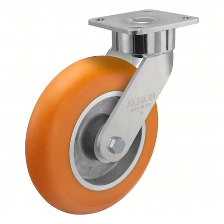 Plate Caster, Swivel, Polyurethane, 9 1/2