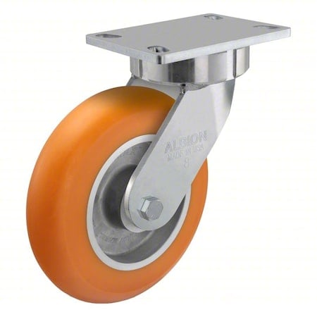 Plate Caster, Swivel, Polyurethane, 9 1/2