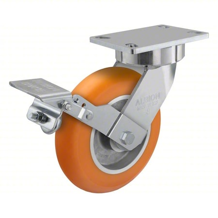 Plate Caster, Swivel, Polyurethane, 9 1/2