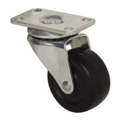 Swivel Top Plate Caster: Soft Rubber, 1-5/8