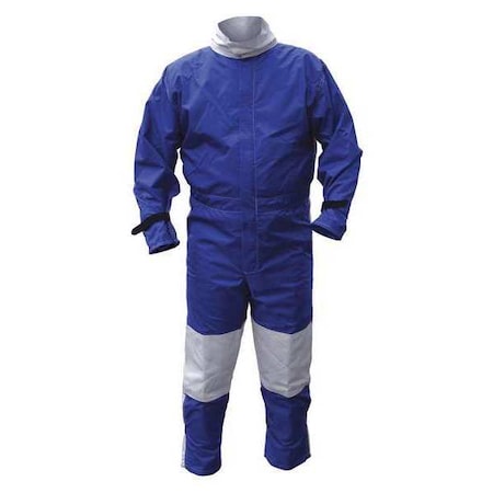 Abrasive Blast Suit, Cotton, Nylon, 3 lb Fabric Weight, 32 in Inseam, Blue, XL MPN:41423