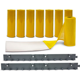 Aleco® Air-Flex Mesh Strip Door 50% Overlap HTP Mounting System 6'W x 7'H Yellow 405052
