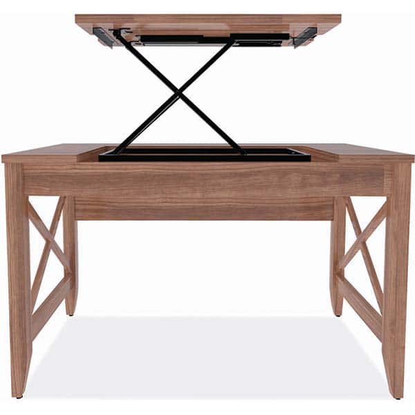Sit-to-Stand Table Desk: Particle Board & PU Laminate, Modern Walnut MPN:ALELD4824WA