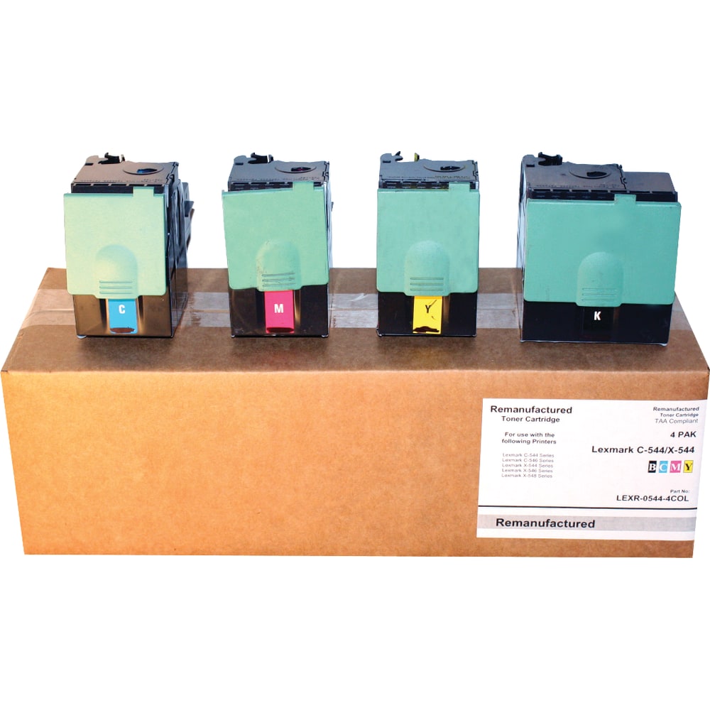 M&A Global Remanufactured Black; Cyan; Magenta; Yellow High Yield Toner Cartridge Replacement For Lexmark C544, Pack Of 4 MPN:C544 CMA
