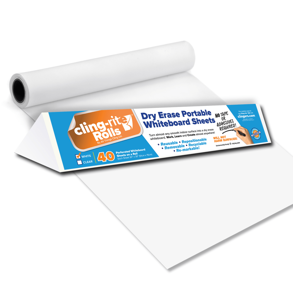 Clingers Cling-rite Dry-Erase Sheet Economy Roll, 20in x 100ft, White MPN:CGS1003CLINGRITE