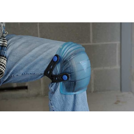 Knee Pads, Flexible, Silica Gel Pad, ABS Cap, Button and Loop Closure, 2 Straps, Blue, Universal MPN:6987-GEL