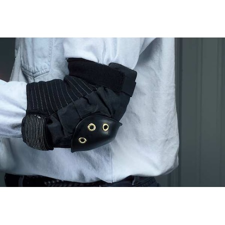 Elbow Pads, Hard Shell, Plastic, Fabric Pad, Nylon Cap, hook-and-loop Closure, 2 Straps, Black MPN:7104