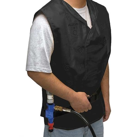 Vortex Cooling Vest, PVA, Compressed Air, Continuous Max Cooling Time, Hook-and-Loop Closure, Black MPN:8300