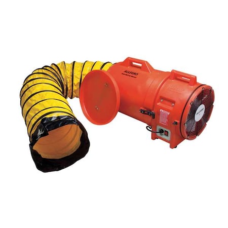 Confined Space Axial Blower Fan W/ Canister & 25 ft L Duct, 12 in Duct Dia, 115/230V AC MPN:9543-25