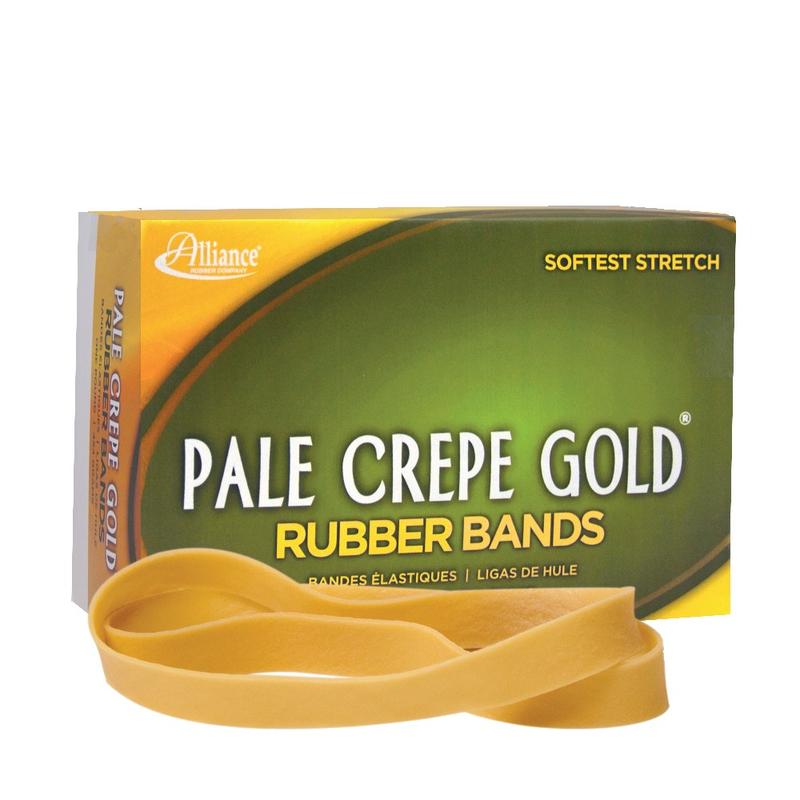 Alliance Rubber Pale Crepe Gold Rubber Bands, #107, 7in x 5/8in, 1 Lb, Box Of 60 MPN:21075