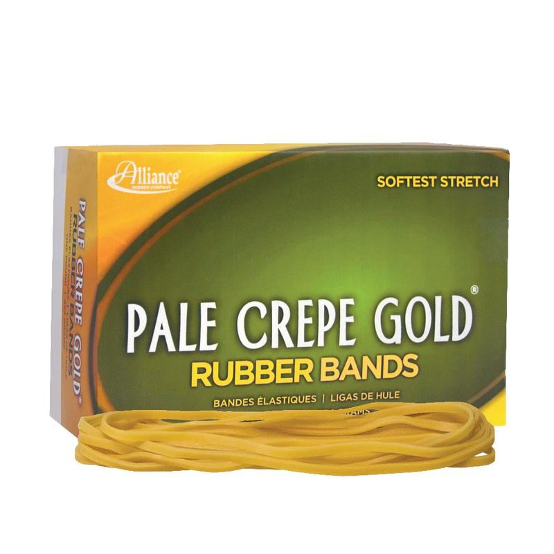 Alliance Rubber Pale Crepe Gold Rubber Bands, #117B, 7in x 1/8in, 1 Lb, Box Of 300 MPN:21405