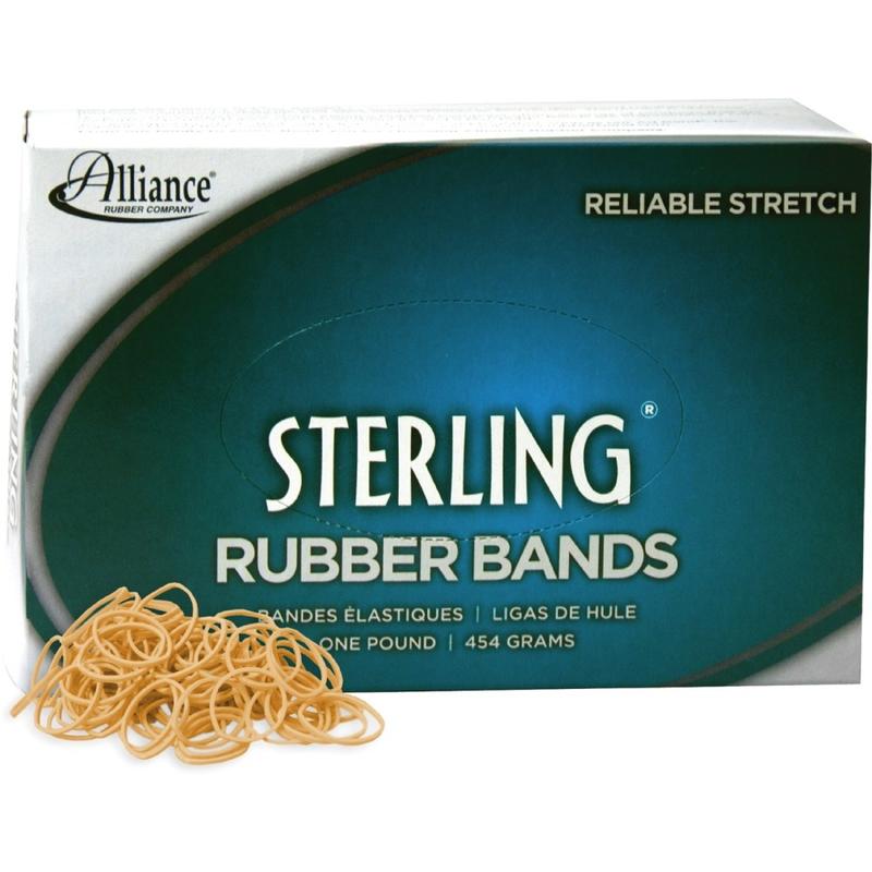 Alliance Rubber 24105 Sterling Rubber Bands, Size #10, 1 1/4in x 1/16in, Natural Crepe, Approximately 5000 Bands (Min Order Qty 9) MPN:24105