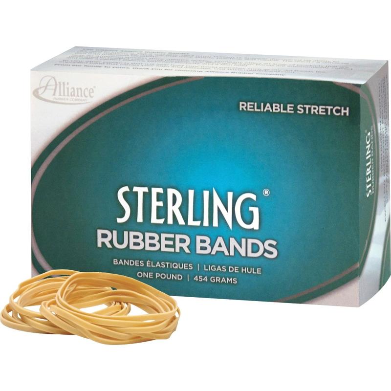 Alliance Rubber 24335 Sterling Rubber Bands, Size #33, 3 1/2in x 1/8in, Natural Crepe, Approximately 850 Bands MPN:24335