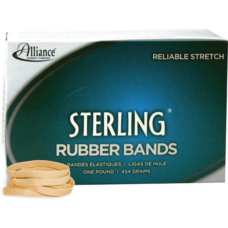 Alliance Rubber 24625 Sterling Rubber Bands, Size #62, 2 1/2in x 1/4in, Natural Crepe, Approximately 600 Bands MPN:24625