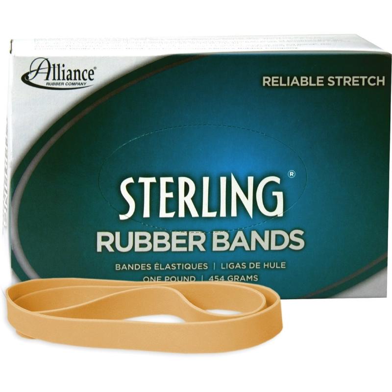 Alliance Rubber 25055 Sterling Rubber Bands, Size #105, 5in x 5/8in, Natural Crepe, Approximately 70 Bands MPN:25055