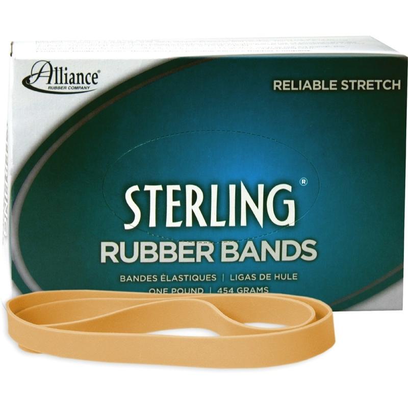 Alliance Rubber 25075 Sterling Rubber Bands, Size #107, 7in x 5/8in, Natural Crepe, Approximately 50 Bands MPN:25075