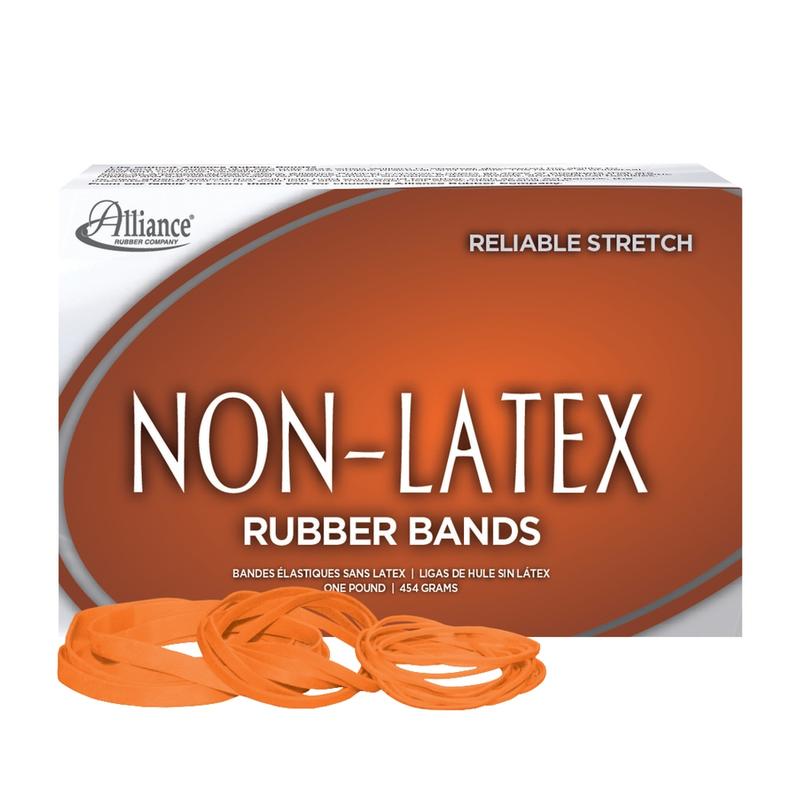 Alliance Rubber Non-Latex Rubber Bands, #54 Assorted Sizes, Orange, 1 Lb. Box MPN:37546
