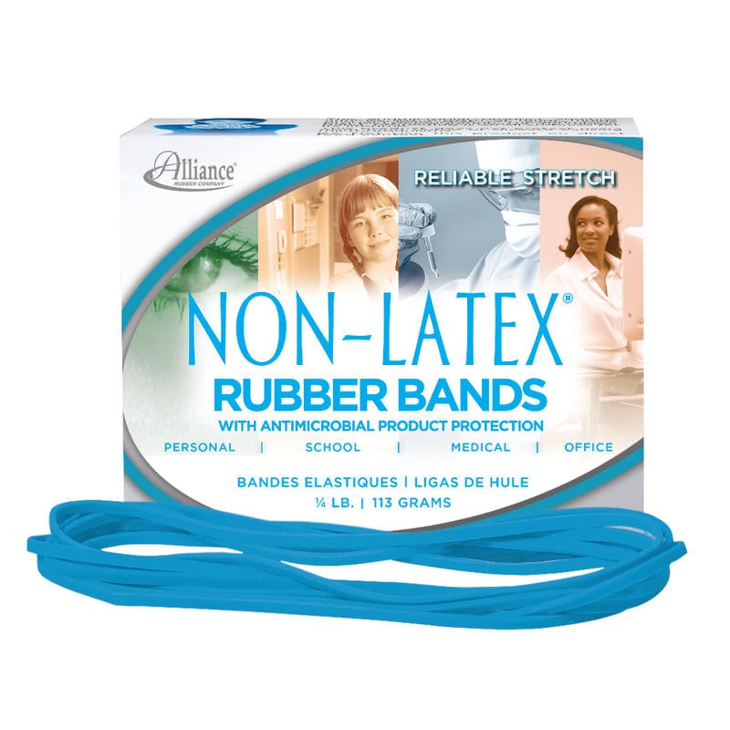 Alliance Rubber Bands With Antimicrobial Protection, #117B, 7in x 1/8in, Cyan Blue (Min Order Qty 27) MPN:42179