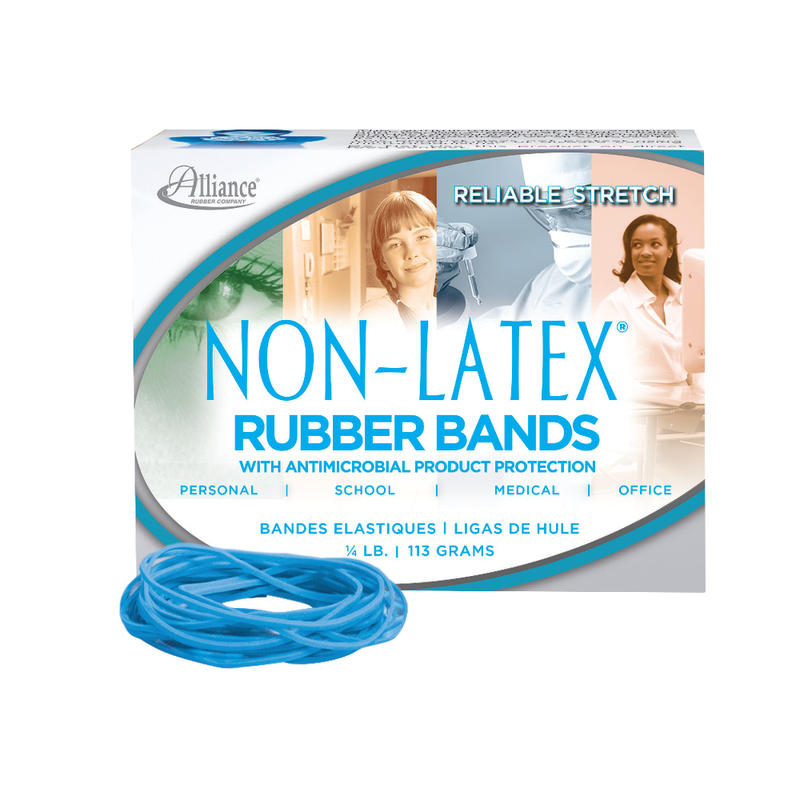 Alliance Rubber Bands With Antimicrobial Protection, #19, 3 1/2in x 1/16in, Cyan Blue, 40 Per Pack MPN:42199