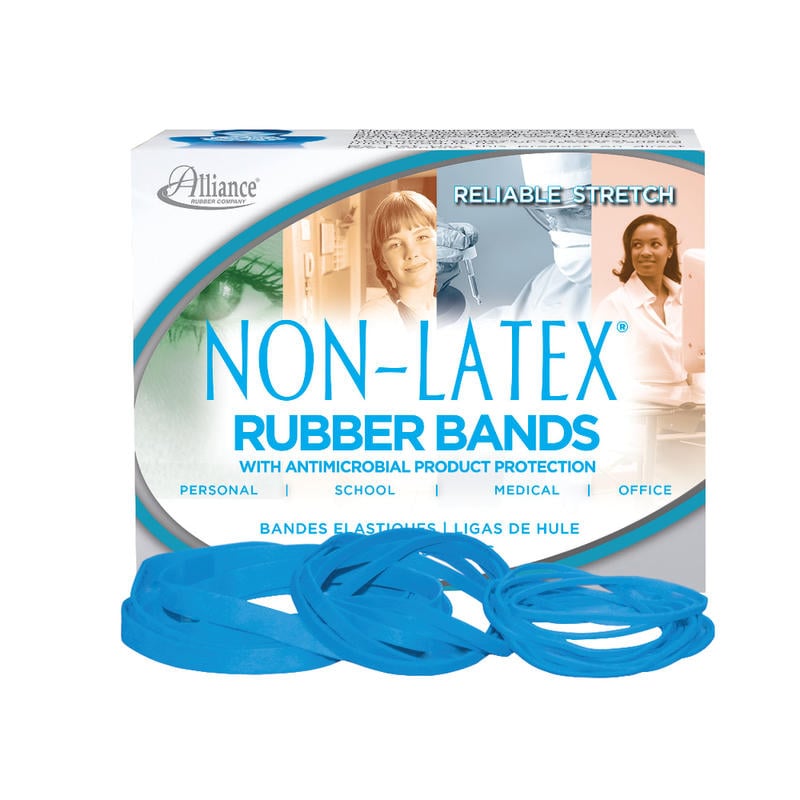 Alliance Rubber Bands With Antimicrobial Protection, Assorted Sizes, Cyan Blue (Min Order Qty 31) MPN:42549