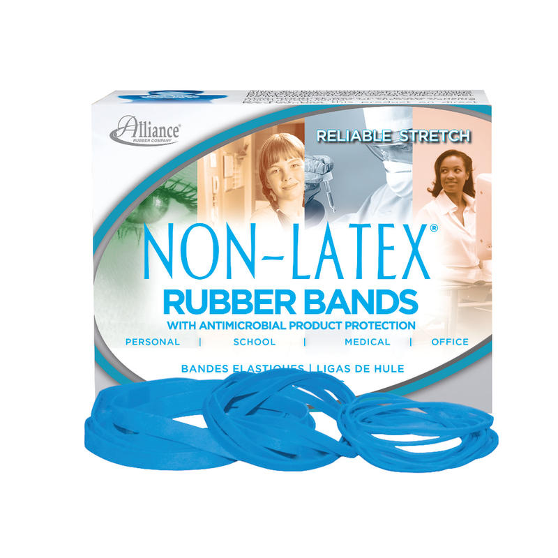 Alliance Rubber Bands With Antimicrobial Protection, Assorted Sizes, Cyan Blue MPN:42549