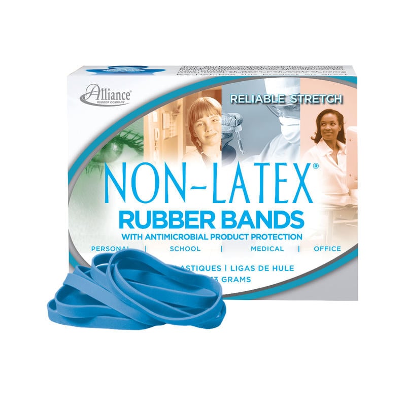 Alliance Rubber Bands With Antimicrobial Protection, #64, 3 1/2in x 1/4in, Cyan Blue (Min Order Qty 27) MPN:42649