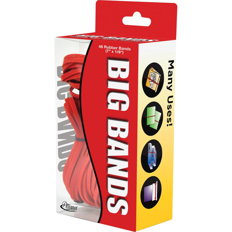 Alliance Rubber 00699 Big Bands - Large Rubber Bands for Oversized Jobs - 48 Pack - 7in x 1/8in - Red MPN:00699
