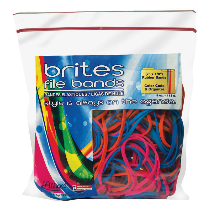 Alliance Rubber Brites File Bands, Assorted, Bag Of 50 MPN:7800