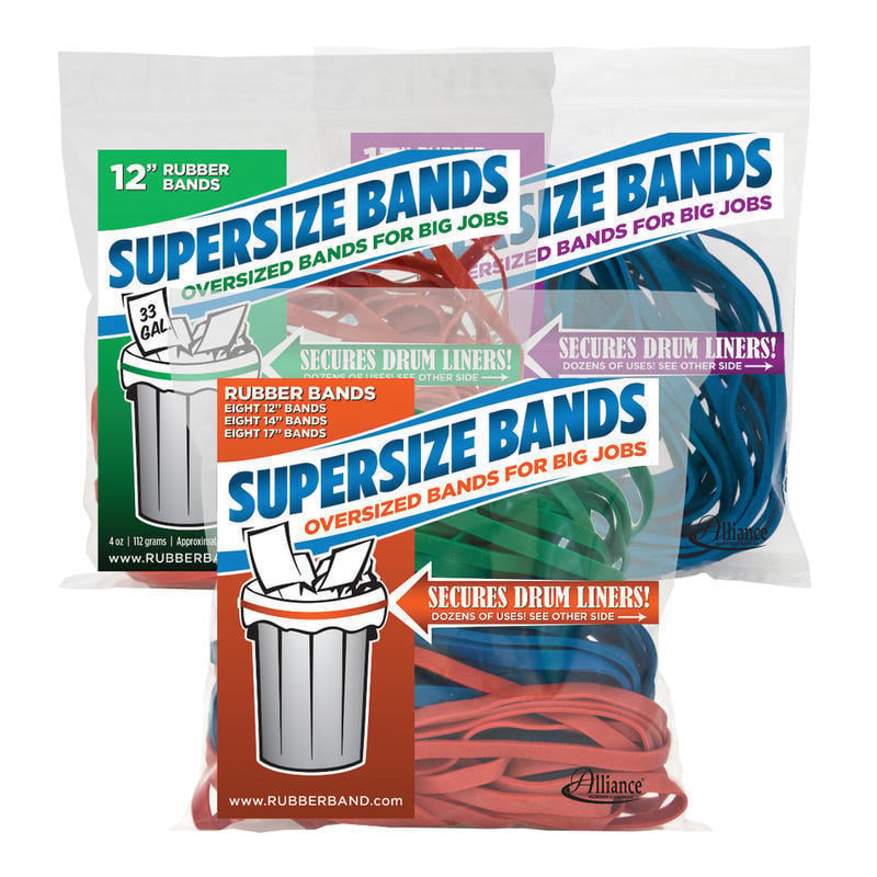 Alliance Rubber SuperSize Bands, Assorted Colors/Sizes, Bag Of 24 (Min Order Qty 11) MPN:08997
