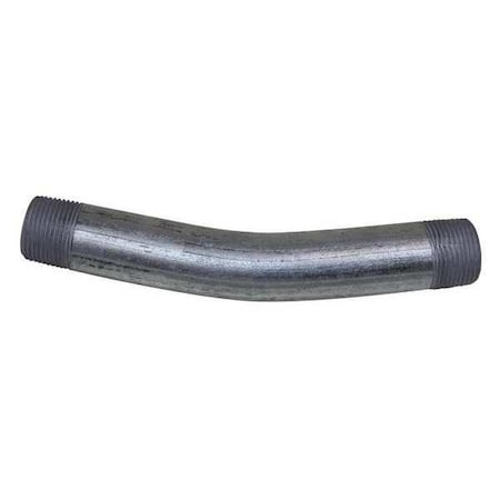 Conduit Fitting 22.5 Deg Elbow, 2 in, Threaded, Steel, Galvanized, Silver MPN:876810