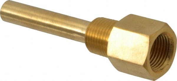 4 Inch Overall Length, 1/2 Inch Thread, Brass Standard Thermowell MPN:.5-260S-U2.5 BR