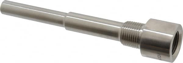 6 Inch Overall Length, 1/2 Inch Thread, 304 Stainless Steel Standard Thermowell MPN:.5-260S-U4.5