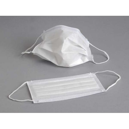 Disposable Procedural Face Mask, Dual, Non-Adjustable Strap, Metal Nose Clip, White, M, 500 PK MPN:9010