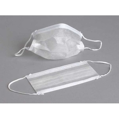Disposable Procedural Face Mask, 1-Ply, Dual, Non-Adjustable Strap, Metal Nose Clip, White, M MPN:9040