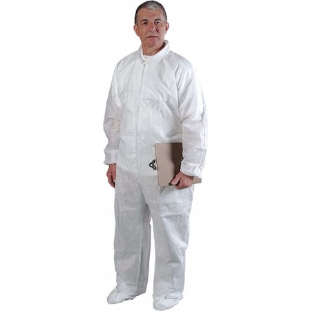 Disposable Coverallss, M, AlphaGuard, Elastic Wrist, Elastic Ankle, Serged Seam, White, 25 PK MPN:CV-74032-2