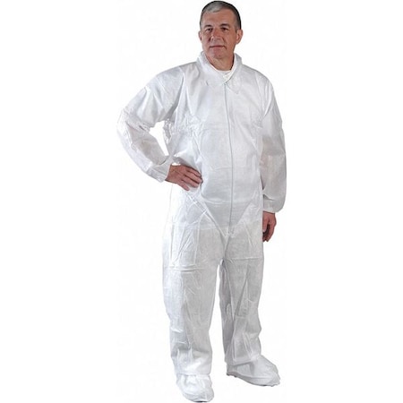 Coverall, Disposable, Boots, 3XL, Package Quantity 25, White MPN:CV-74832-7