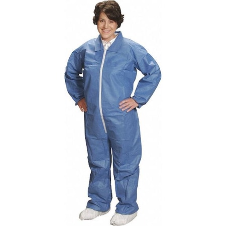Disposable Coverallss, 2XL, AlphaGuard, Elastic Wrist, Serged Seam, Blue, 25 PK MPN:CV-84032-5
