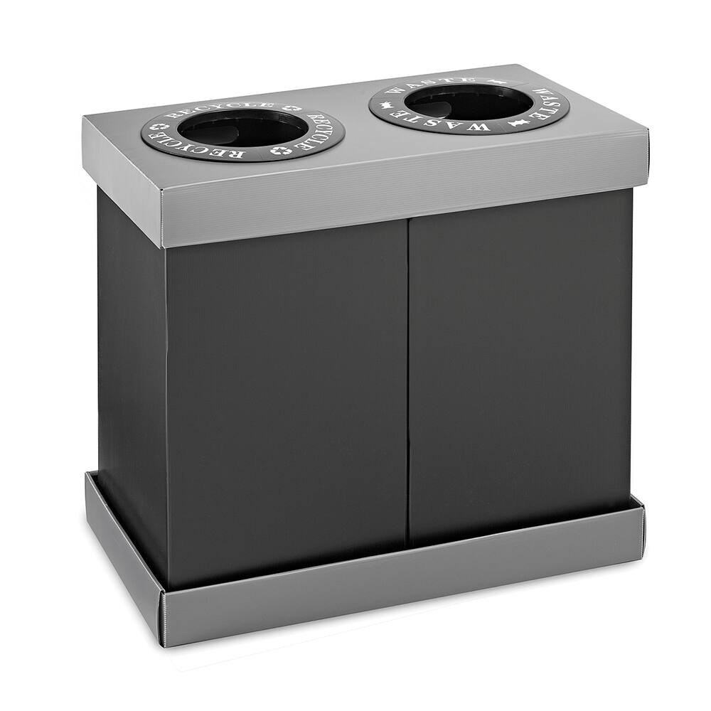 Trash Cans & Recycling Containers, Type: Recycling Center , Container Shape: Round , Material: Corrugated Plastic , Finish: Smooth  MPN:ALP471-02-BLK