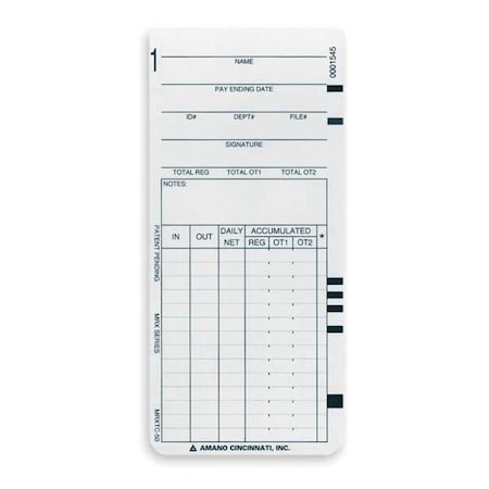 Time Card, WHITE, 7 1/4in H, PK1000 MPN:ARX-104450