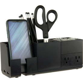 Bostitch® Konnect™ Stackable Desk Organizer 2 USB Ports & 2 Plugs 4-Piece Black KT2-BASEKIT1-BLK
