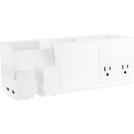 Bostitch® Konnect™ Stackable Desk Organizer 2 USB Ports & 2 Plugs 4-Piece White KT2-BASEKIT1-WHT