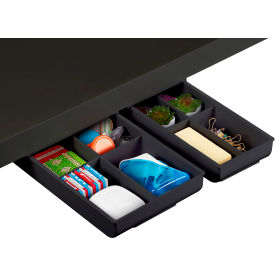 Bostitch® Konnect™ Under Desk Drawer Organizer Self-Adhesive 4 Dividers Black 2/Pack KT2-DRWR-BLK
