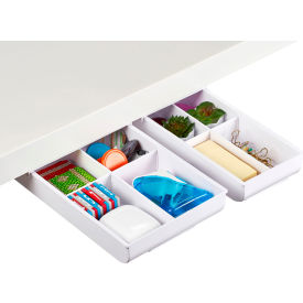 Bostitch® Konnect™ Under Desk Drawer Organizer Self-Adhesive 4 Dividers White 2/Pack KT2-DRWR-WHT