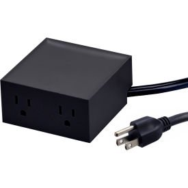 Bostitch® Konnect™ Stackable Power Hub 2 Outlet Charging Station Shallow Tray Top Black KT2-POWER-BLK