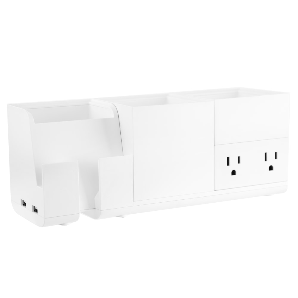 Bostitch Konnect Stackable 4-Piece Desk Organization Kit With Power Station, White MPN:KT2-BASEKIT1-WHT